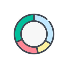 Multi-pie charts color line icon. Circle diagram vector outline colorful sign.