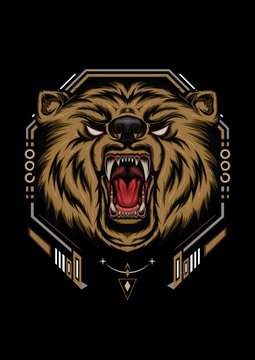 Logo BEAR vector. ILLUSTRATION bear, angry bear mascot