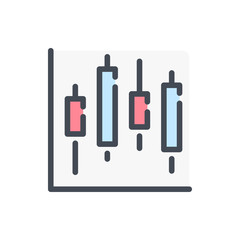 Trade bars chart color line icon. Trade market candle chart vector outline colorful sign.