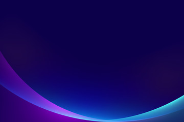 Abstract light blue violet curve graphic on dark background, copy space composition.