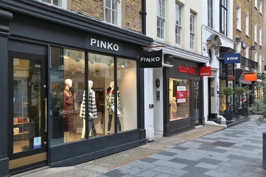 LONDON, UK - JULY 6, 2016: Shops At New Bond Street In London. Bond Street Is A Major Shopping Street In The West End Of London.