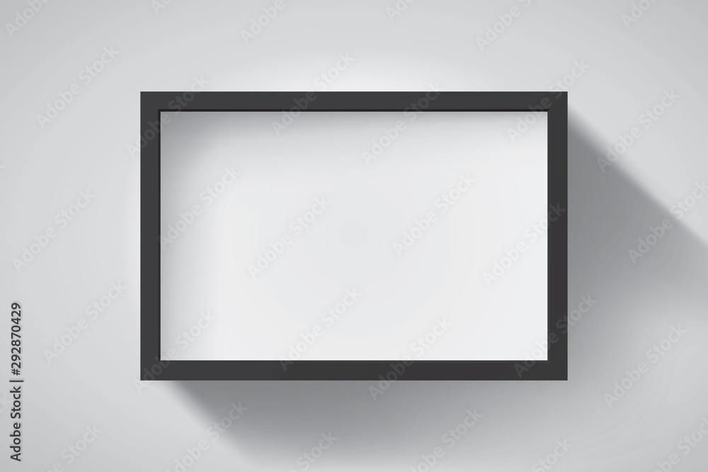 Poster realistic empty black frame on light background, border for your creative project, mockup for you pr