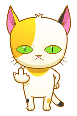 Weird kitten make a middle finger symbol