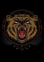 vector BEAR mascot design ILLUSTRATION, angry bear mascot