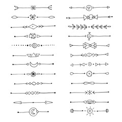 set of vintage hand drawn elements, the divider text