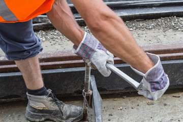 Heavy work for a construction worker on the site.