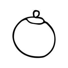 Winter decoration ball. Hand drawing. Black outline on white background. Picture can be used in christmas and new year greeting cards, posters, flyers, banners, logo etc. Vector illustration. EPS10