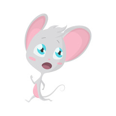 Obraz na płótnie Canvas Cute grey mouse run. Vector Stock Illustrations isolated Emoji character cartoon mouse stickers emoticon with emotion, situation and pose.