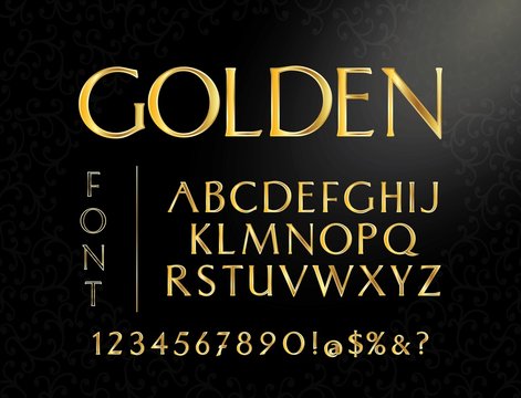 Vector of Golden Letters with Numbers
