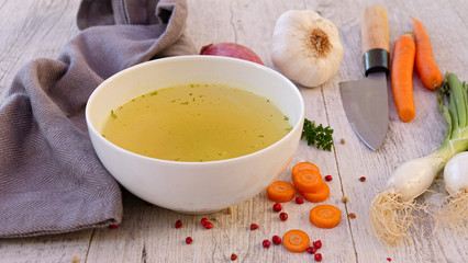 broth and vegetable with ingredients