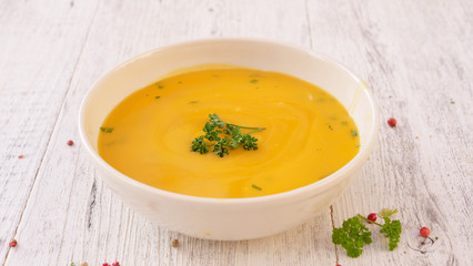 bowl of pumpkin or carrot soup