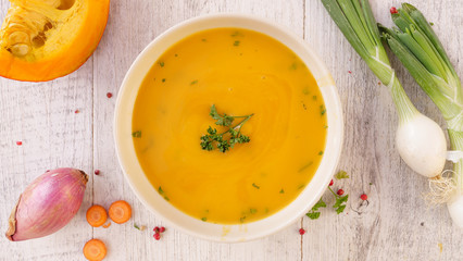 bowl of pumpkin or carrot soup