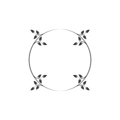 Vintage floral round frames. Black decorative ivy wreath. Vector illustration