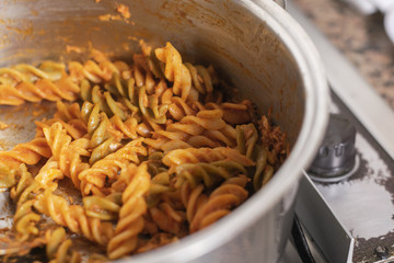 Pasta in a saucepan
