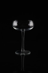 empty wine glasses on black background
