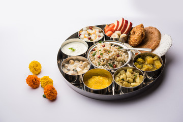 Navratri Upwas Thali / Fasting food platter, selective focus