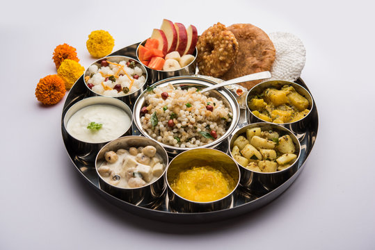Navratri Upwas Thali / Fasting food platter, selective focus