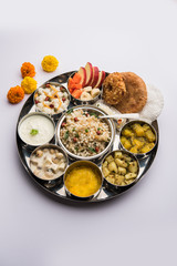 Navratri Upwas Thali / Fasting food platter, selective focus