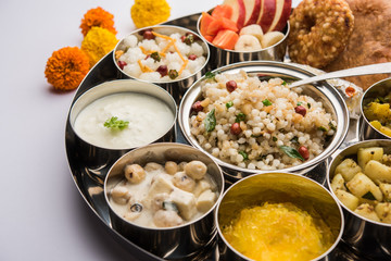 Navratri Upwas Thali / Fasting food platter, selective focus