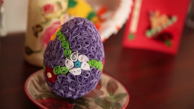 Art of quilling technique. Crafting Easter handmade eggs