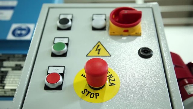 Emergency red button. Industrial setup