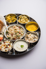 Navratri Upwas Thali / Fasting food platter, selective focus