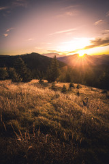 Naklejka na ściany i meble Majestic sunset in the mountains landscape in austria