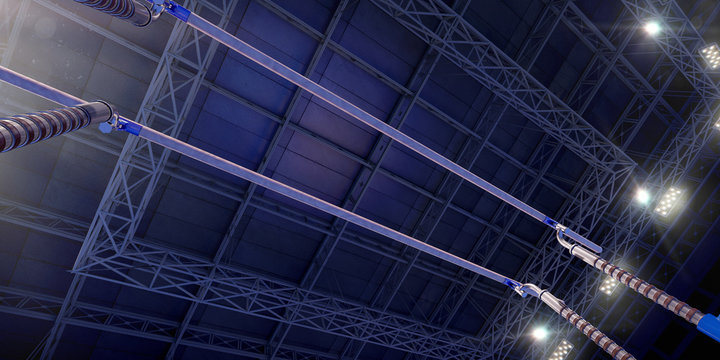 Professional gymnastic gym with parallel bars. 3D illustration