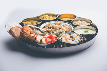 Navratri Upwas Thali / Fasting food platter, selective focus