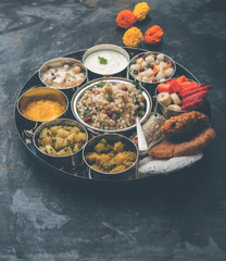 Navratri Upwas Thali / Fasting food platter, selective focus