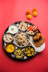 Navratri Upwas Thali / Fasting food platter, selective focus
