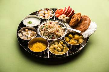 Navratri Upwas Thali / Fasting food platter, selective focus