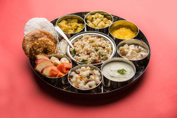 Navratri Upwas Thali / Fasting food platter, selective focus