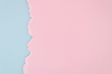 Top view pink and blue ripped paper texture