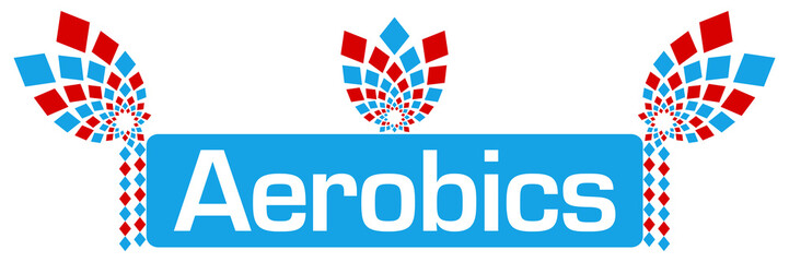 Aerobics Red Blue Floral Elements 