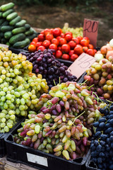 Grapes on the market selling crops before Thanksgiving