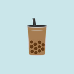 Milk bubble tea flat style