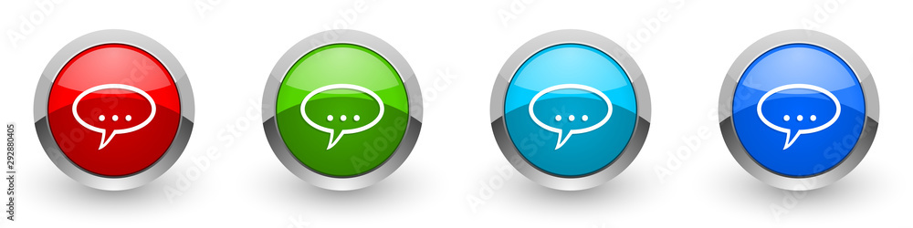 Poster forum silver metallic glossy icons, red, set of modern design buttons for web, internet and mobile a