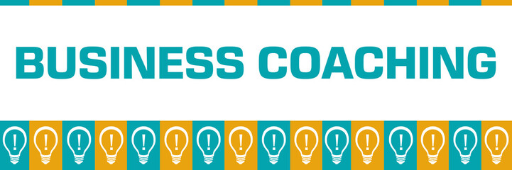 Business Coaching Turquoise Yellow Boxes Bulbs Horizontal 