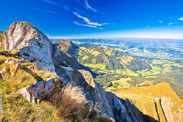 Alps in Switzerland on Pilatus Kulm mountain panoramic view
