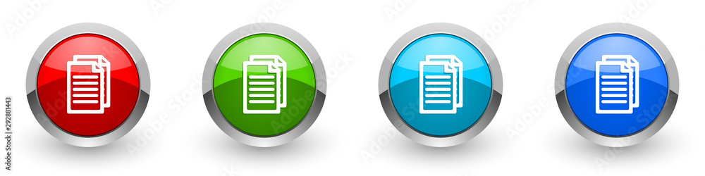 Leinwandbilder document silver metallic glossy icons, red, set of modern design buttons for web, internet and mobil