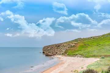Crimea- natural landscape. Kerch- Azov sea. Scenery background- vacation destinations