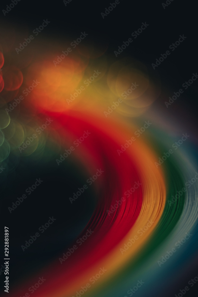 Poster Beautiful abstract rainbow bridge and multi colored space background in the darkness.