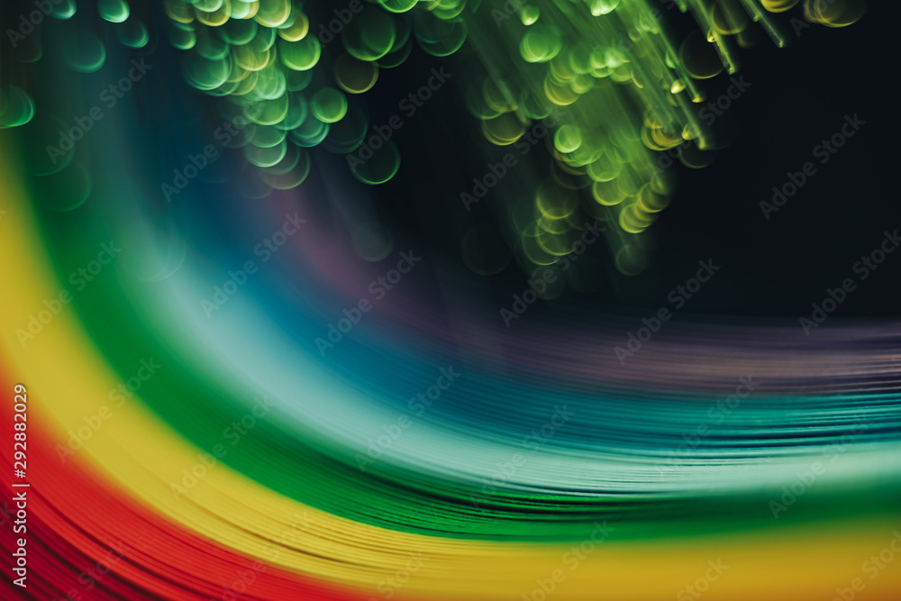 Poster Beautiful abstract rainbow bridge and multi colored space background in the darkness.
