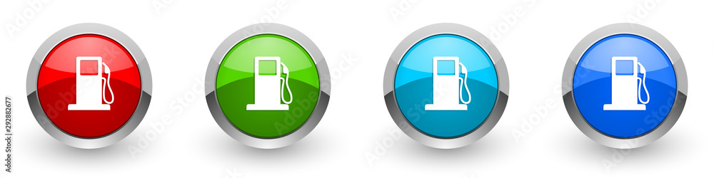 Poster petrol silver metallic glossy icons, red, set of modern design buttons for web, internet and mobile 