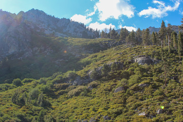 Landscape view of hills near Eagle Falls, Lake Tahoe, California