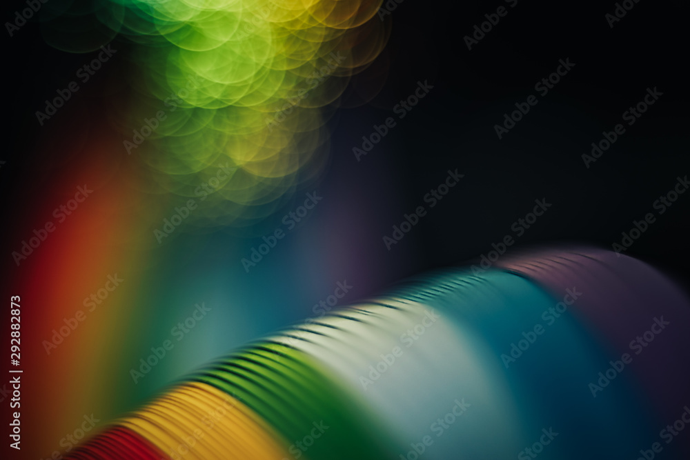 Poster Beautiful abstract rainbow bridge and multi colored space background in the darkness.