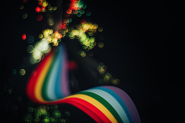 Beautiful abstract rainbow bridge and multi colored space background in the darkness. - obrazy, fototapety, plakaty