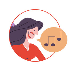 Woman speaking loud. Young adult person make