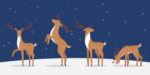 Christmas deer on winter. Cute animal with beautiful antler © inspiring.team
